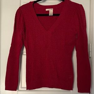 DKNY Women's V-Neck Sweater in Bold Red